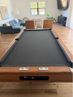Modern Rustic Pool Table – Smoky Blue/Charcoal Felt – Includes Sticks, Balls & Triangle