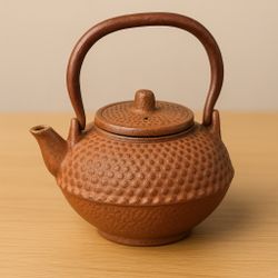 Japanes Vintage 1950s Tetsubin Style Miniature Brown Cast Iron Teapot, 2.5x3”
