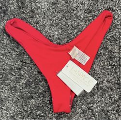 L*Space Cabana Bitsy Brazilian Bikini Bottom -Red-XS- High Leg - New NWOT