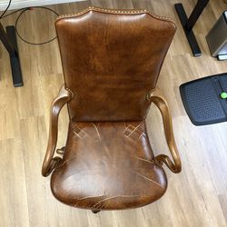 Vintage Brown Distressed Leather Office Chair