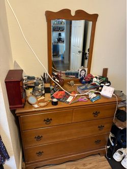 Wooden dresser with Vanity