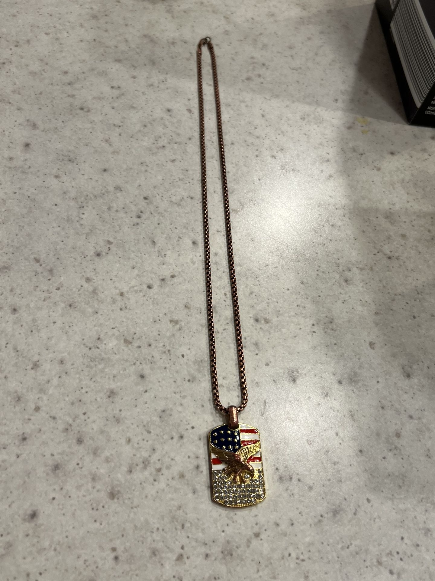 priwety American Flag Dog Tags Military Eagle Gold Necklace for Men Kids