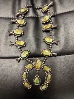 R.L. Navajo turquoise squash blossom necklace