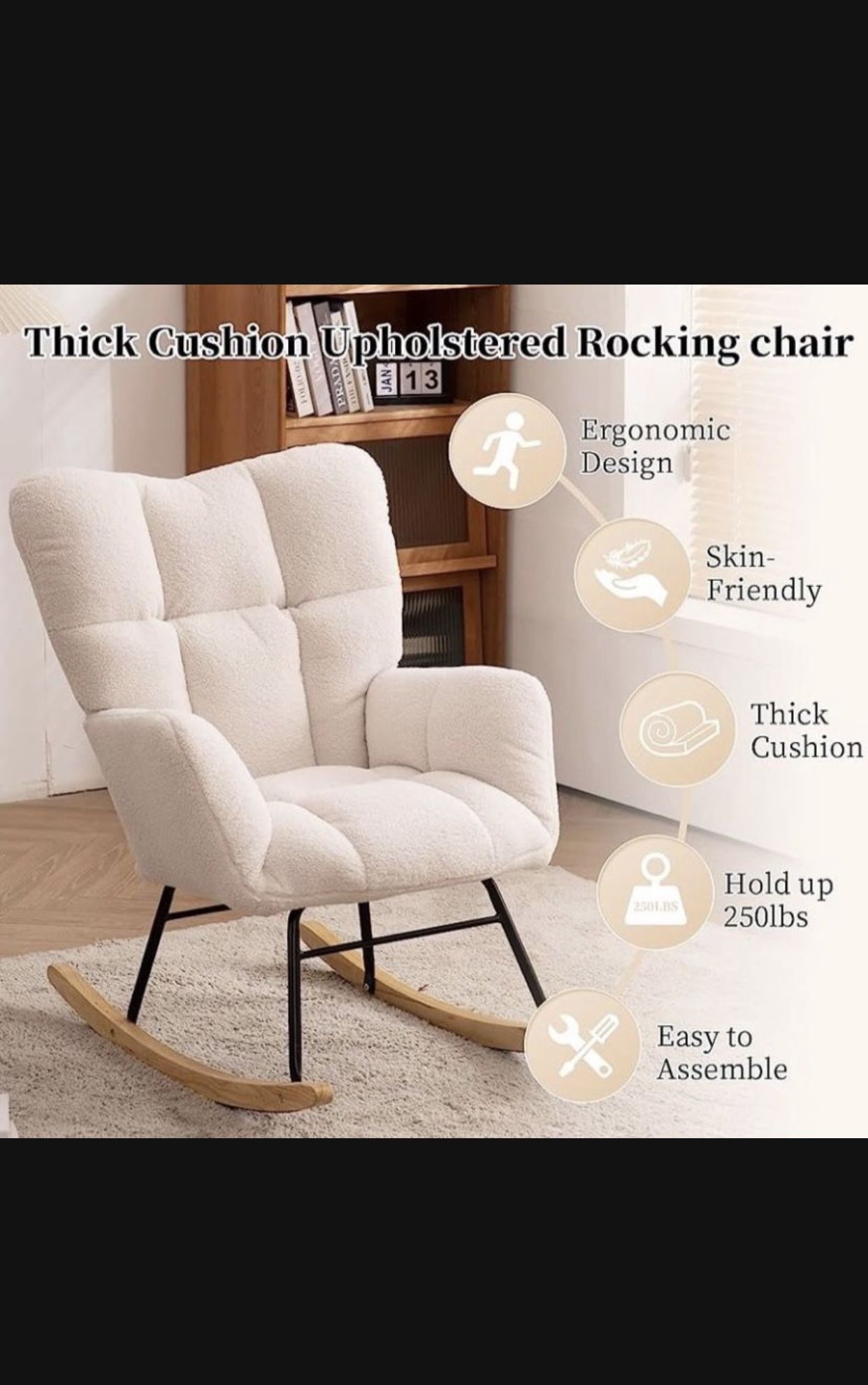 Nursery Chair , Rocking Chair New Teddy Bear Fabric 