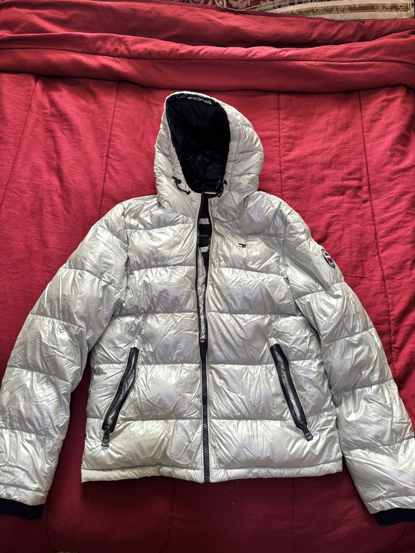 Silver Tommy Hilfiger Puffer Jacket