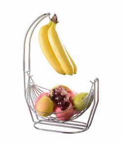 Jiallo Silver Fruit basket with Banana Hanger