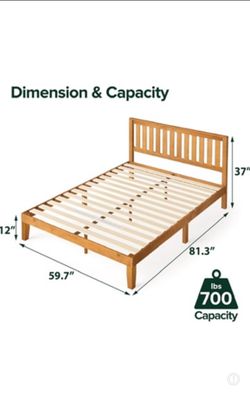 ZINUS Alexia Wood with Wood Headboard Bed Frame with headboard / Solid Wood Foundation with Wood Slat Support / No Box Spring Needed / Easy Assembly,