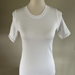 Athleta Renew Seamless Ribbed Short Sleeve Tee XS White
