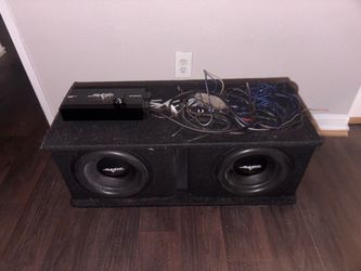 Skar audio 12” car subwoofers, box, and wires