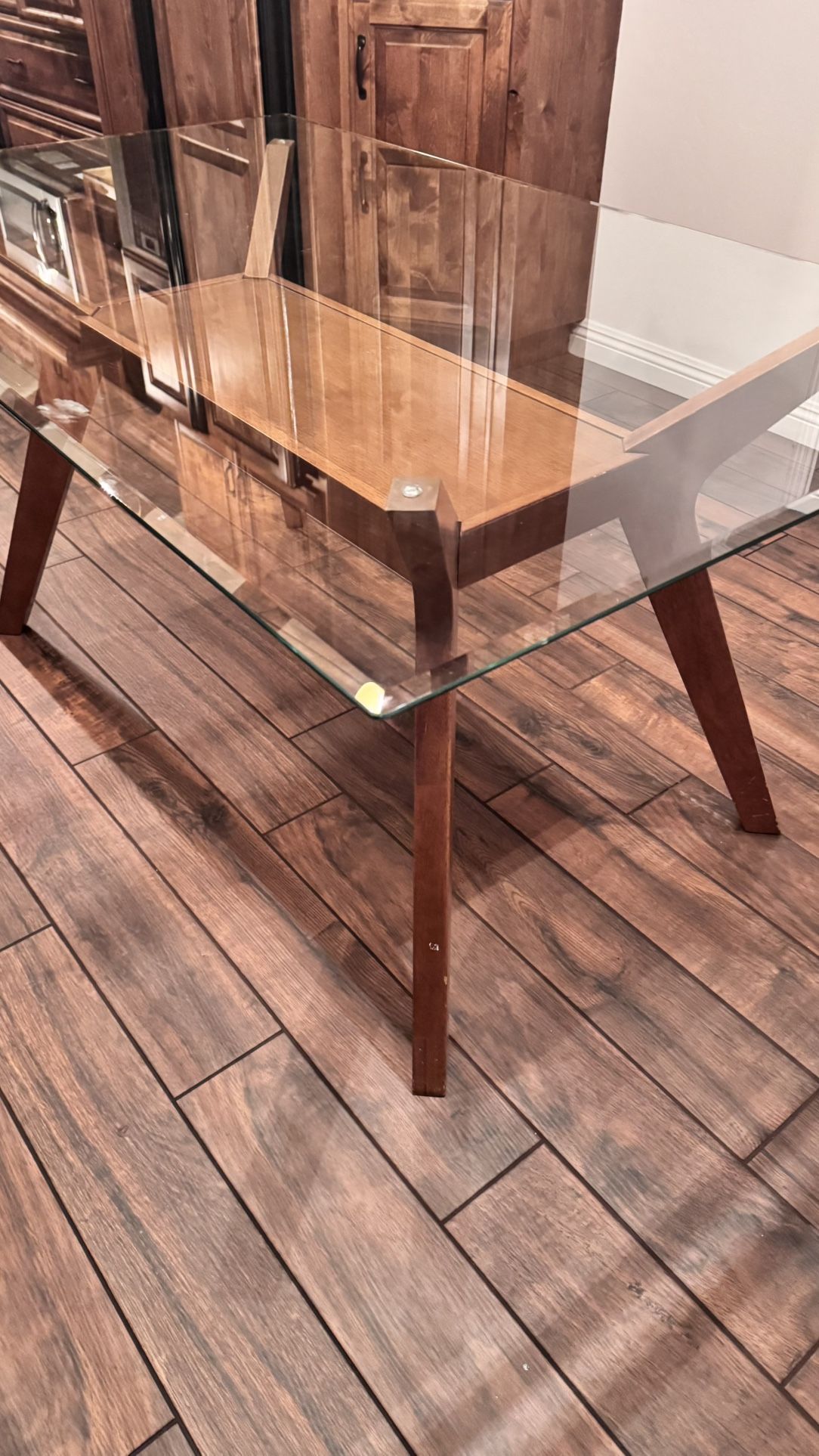 Mid Century glass Top Dining Table