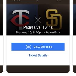 Padres Vs Twins Tuesday Night 6:40PM