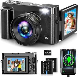 Brand New 4K Digital Camera for Photography Autofocus 48MP Vlogging Camera for YouTube with 3'' 180°Flip Screen 16X Digital Zoom 4K Video Compact Trav