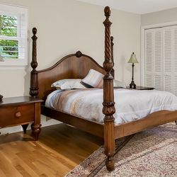 4 Poster Queen Bed Including Two Nightstands.