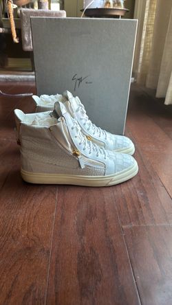 Giuseppe Zanotti White Croc-Embossed Leather High-Top Sneakers