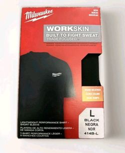 Milwaukee WorkSkin Short Sleeve Lightweight Performance T-Shirt, Size L,  Black