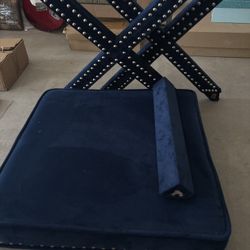 Blue Studded Sitting Small Ottoman 