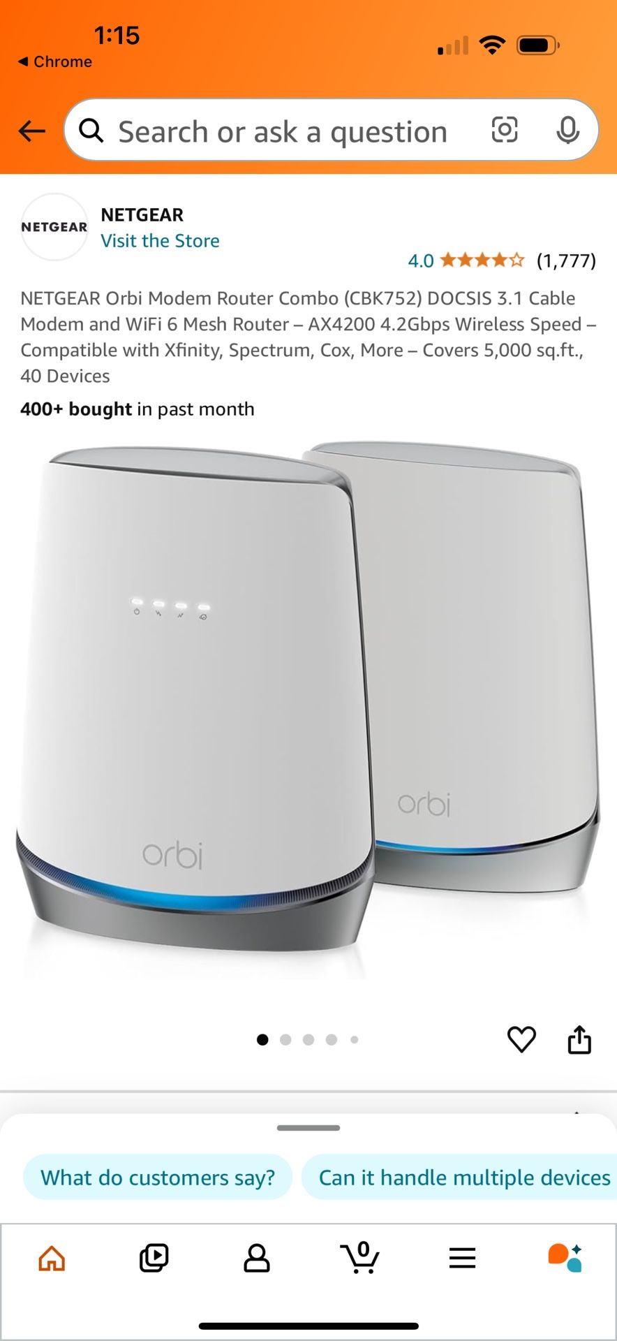 Orbi CBR 750 Modem Router