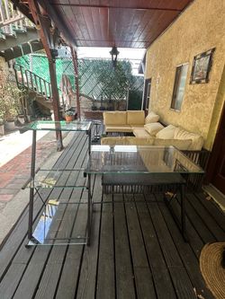 Computer desk with glass top