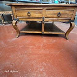 Solid wood square coffee table.   40"x40"--19 1/2" tall