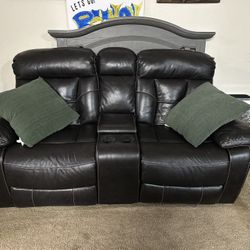 Leather Couch Recliner Set