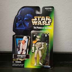 Kenner Star Wars POTF Green NON Foil Card Sandtrooper 3.75" Figure Sealed D