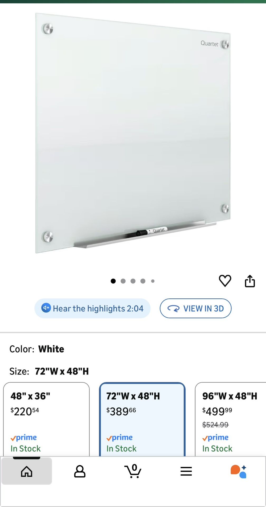 Quartet Whiteboard, Glass Dry Erase Board