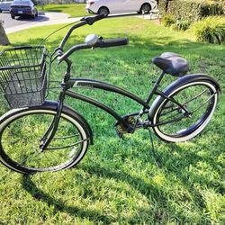 26" Skull X Bones Beach Cruiser Bike with Front Basket – Great Ride!