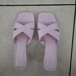 Zara Baby Pink /violet Block Heel Sandals Shoes Mules Women's Size US 9.5 EUR 40