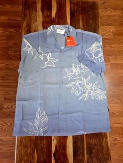 YoungLA "Gradient Flowers" Button-Up Shirt -Blue/Gray - Size L