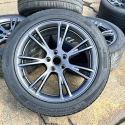 4x OEM CHARCOAL GRAY TESLA MODEL Y GEMINI WHEELS PIRELLI ALL SEASON 255/45/19 95% TREAD