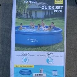NEW Summer Waves 15ft X 36in Quick Set Inflatable Above Ground Swimming Pool & Pump NEW