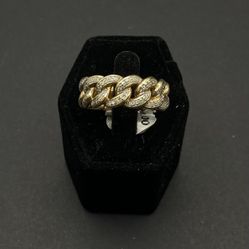Gold Diamond Cuban Link Ring 