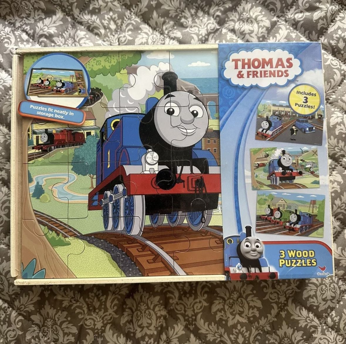 NEW SEALED Thomas The Tank Engine & Friends 3 Wood Puzzles In Storage Box 2011