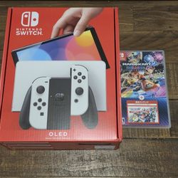 Nintendo Switch OLED. White with Mario Kart 8 with Booster Course on Cart (JPN)
