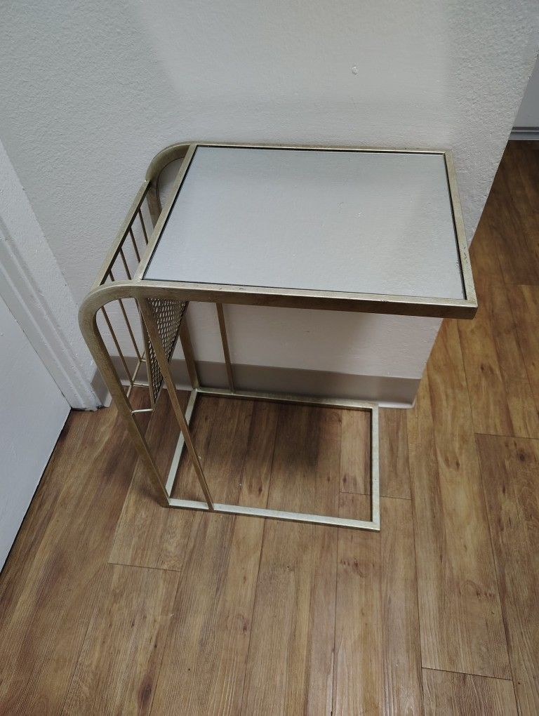 Gold Side Table With Mirror Top