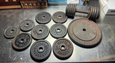 Vintage weight plate lot York, Weider Ferrigno