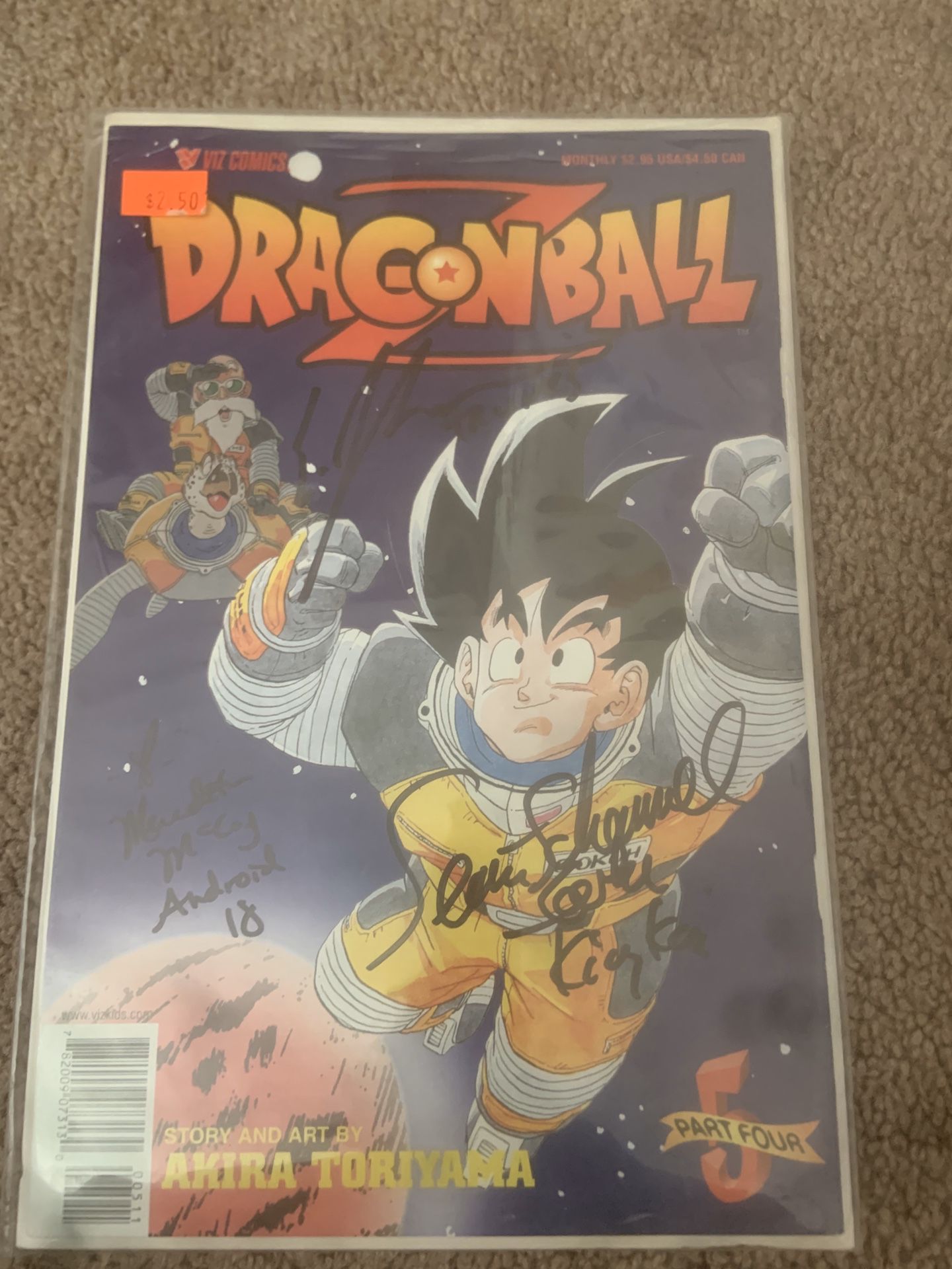 Dragon ball Z comic signed by trunks king kai andriod 18