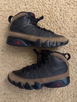 Size 8.5 (Used, no box) - 2024 Air Jordan 9 OG olive green black