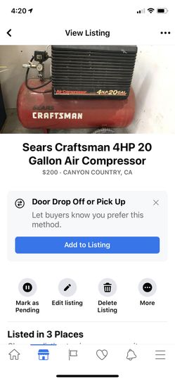 Sears Craftsman (220 VOLT) 4HP 20 Gallon Air Compressor