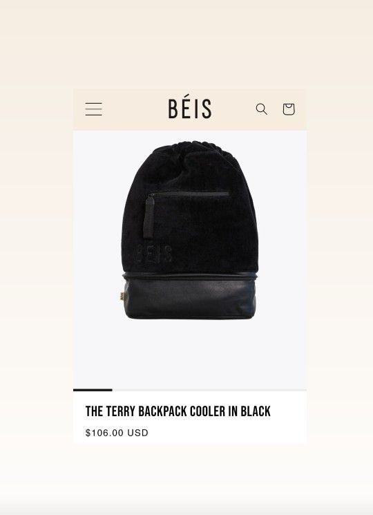 BEIS Terry Backpack Cooler 
in Black NEW