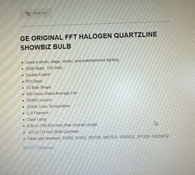 GE ORIGINAL FFT HALOGEN QUARTZLINE LAMPS NEW IN THE BOX