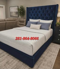 New Queen Blue Bed Frame