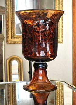 Amber Glass Animal Print Tortoise Glass Vase