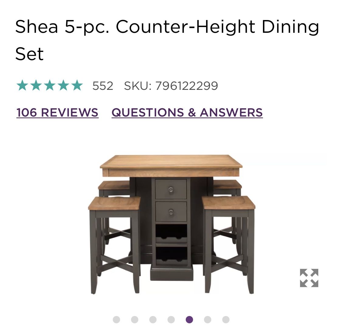 Raymour & Flanigan Shea 5-pc. Counter-Height Dining Set
