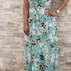 New R&K Originals | Floral Print Chiffon Maxi Long Dress  Thumbnail