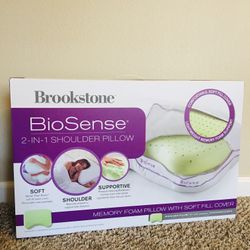 Brookstone BioSense 2-IN-1 Memory Foam Shoulder Pillow For Side Sleepers Standard/Queen Retails Close To $100