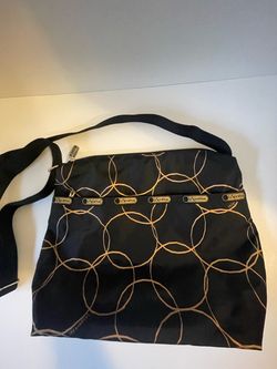 LeSportsac Crossbody Bag Black Gold Print