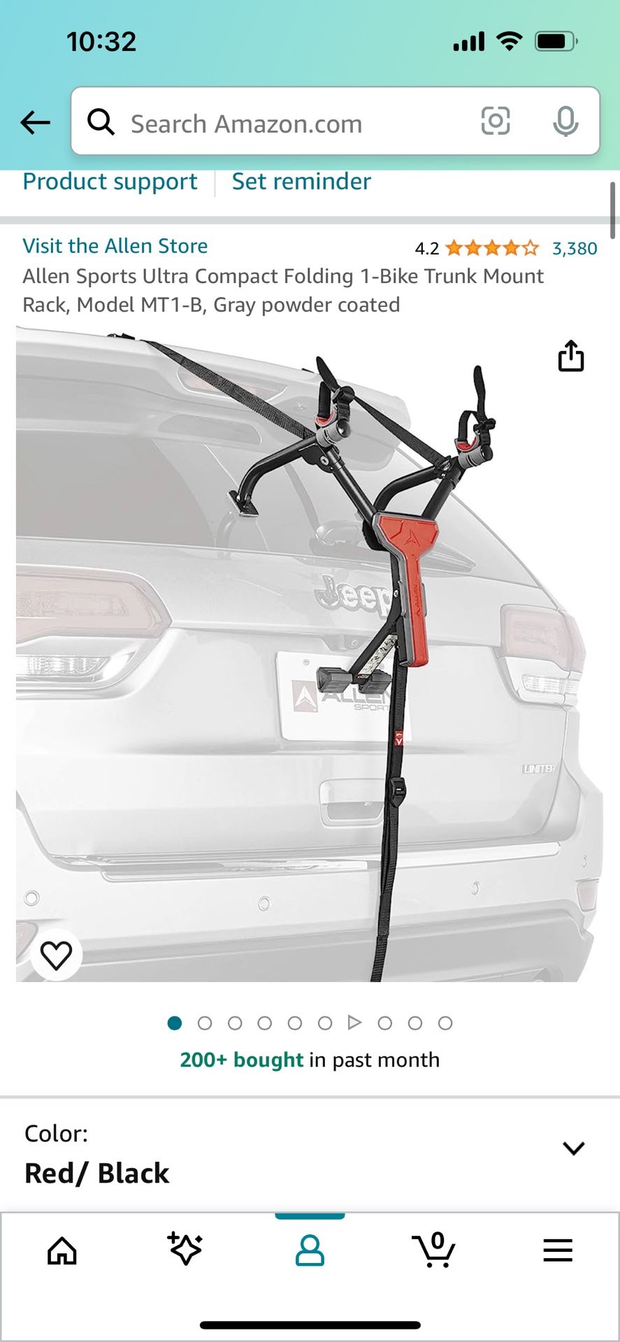 Folding 1-Bike Trunk Mount Rack