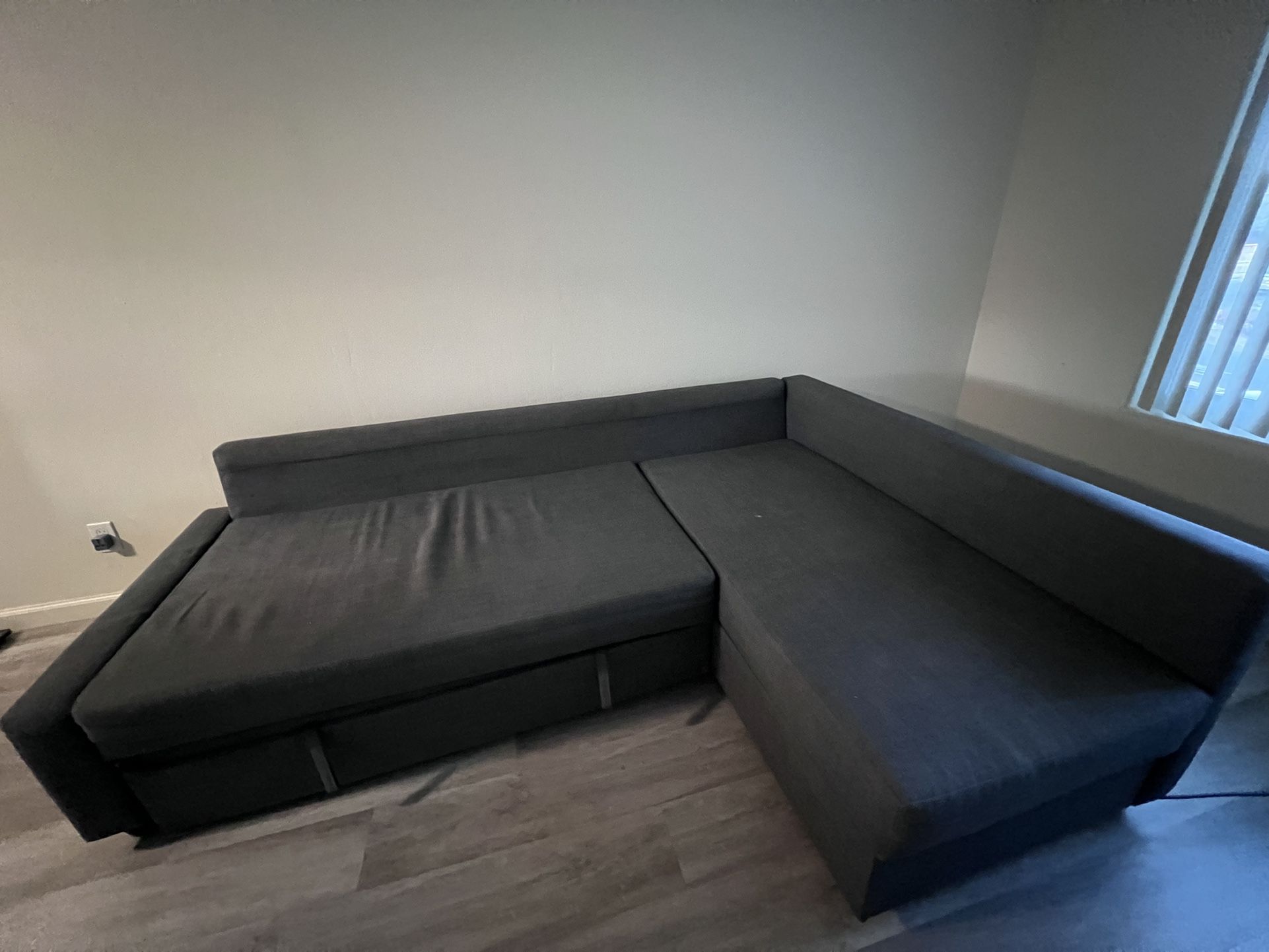 Ikea L Shaped Sofa bed, Reversible Sectional Sofa Couch, Storage Chaise, Pull Out Sleeper, L-Shape Lounge, Steel Gray With Pillow