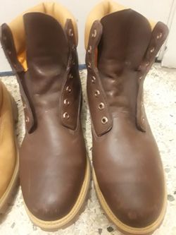 Brown timberland boots size 14